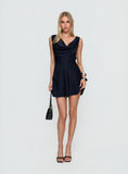 Rozalinda Halter Plunge Mini Dress Navy