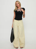 Ramos Low Rise Wide Leg Denim Jeans Butter Lemon