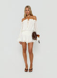 Felicita Off Shoulder Long Sleeve Chiffon Mini Dress Off White
