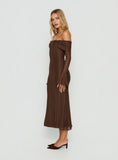 Perdita Long Sleeve Lace Maxi Dress Dark Brown