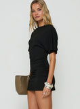 Hunni Ruched Shirt Mini Dress Black