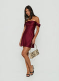 Zabbarra Off The Shoulder Mini Dress Burgundy