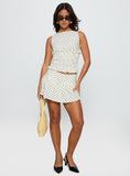 Tovie Frill Linen Blend Skort Cream Polka Dot