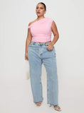 Fawcett High Rise Straight Leg Jeans Light Blue Wash Curve