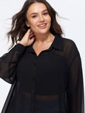 Breathable Sheer Button-Down Shirt