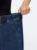 Stretchy Pull-On Wide-Leg Jeans