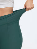 Stretchy Overlap Waist Textured Pocket Leggings