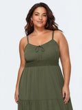 Shirred Waist Tiered Cami Midi Dress