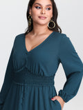 Ruffled Cinched-Waist Button Maxi Dress