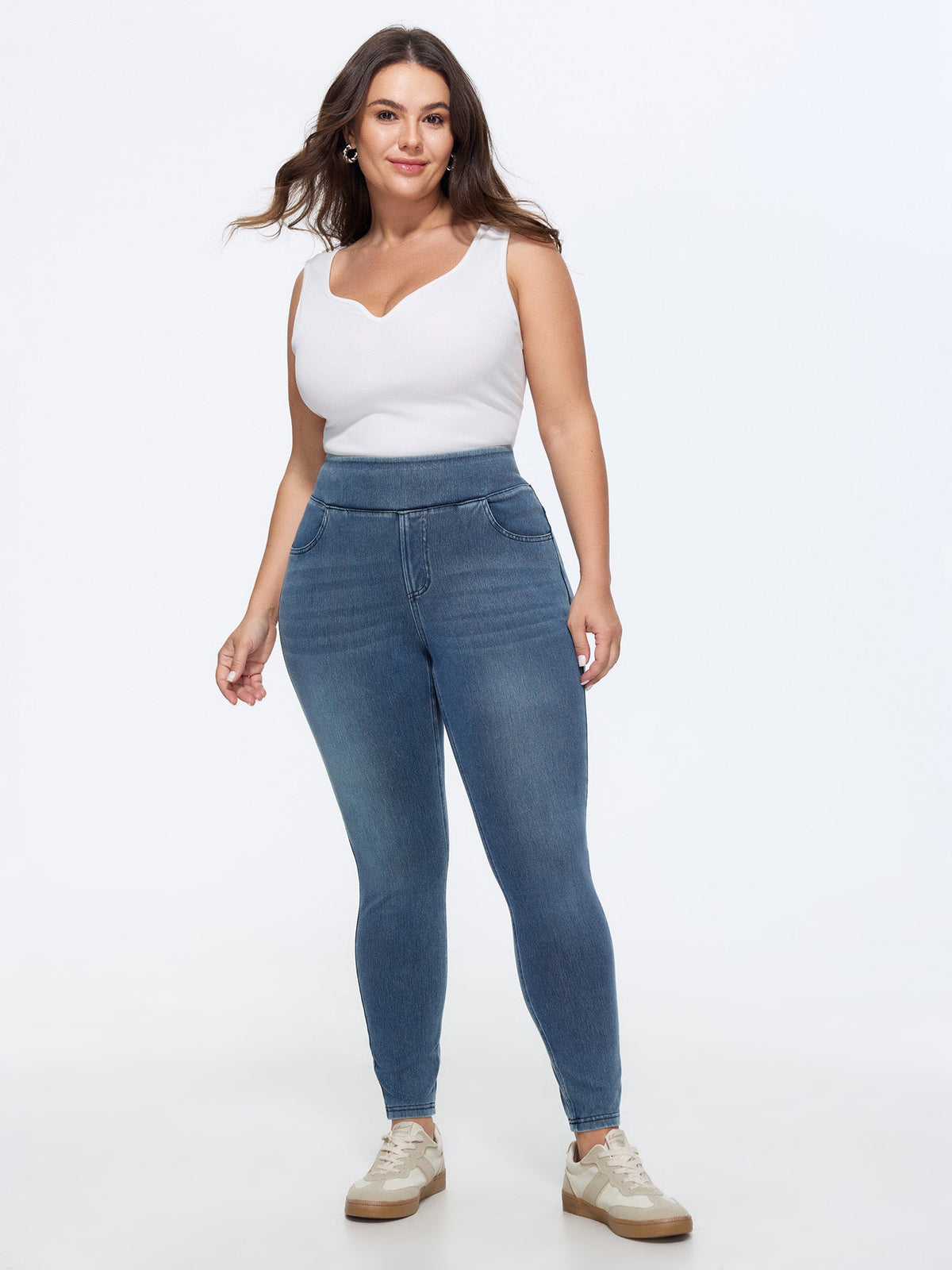 Stretchy Pull-On Skinny-Fit Jeans