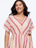 Striped Print Dolman Sleeve Mini Dress