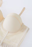Solid Color Underwire Bustier Crop Top in Cream