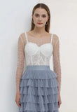 Pearl Diamond Mesh Top in White