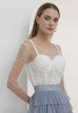 Pearl Diamond Mesh Top in White