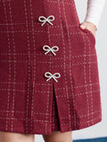 Tweed Metal Bows Knee-Length Dress