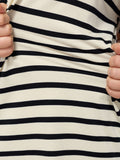 Stretchy Striped Print Collared Midi Dress