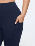 Stretchy Textured Pockets Cropped Leggings