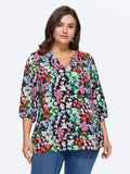 Floral Print Notched Collar Shirt