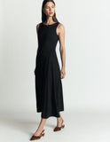 Asymetric Ponte Midi Dress - Black