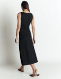 Asymetric Ponte Midi Dress - Black