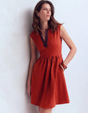 May Embroidered Short Dress - Burnt Orange