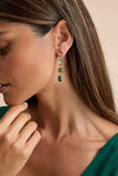 Green Ombre Drop Earrings - Green Rhinestone Earrings