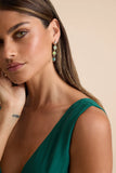 Green Ombre Drop Earrings - Green Rhinestone Earrings