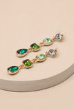 Green Ombre Drop Earrings - Green Rhinestone Earrings