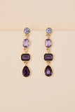 Purple Rhinestone Earrings - Drop Earrings - Colorful Earrings