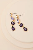 Purple Rhinestone Earrings - Drop Earrings - Colorful Earrings