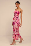 Shelby Pink Multi Floral Wrap Midi Dress