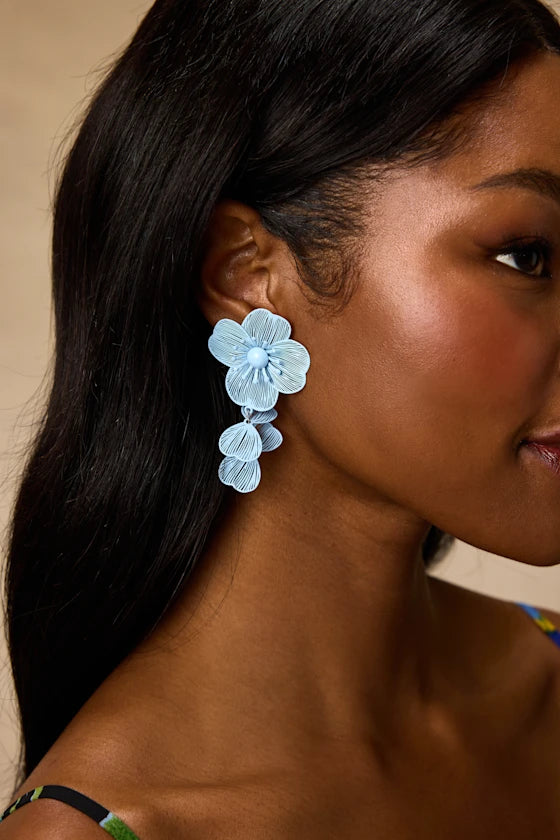 Elle Blue Floral Drop Earrings