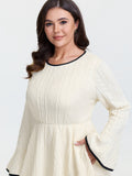 Textured Layered Hem Color Contrast Mini Dress