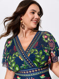 Sarong Set Floral Print One-Piece Swimsuit