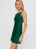 Yulia Boatneck Tie Up Mini Dress Emerald