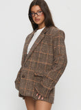 Ayvanna Oversized Blazer Brown Plaid