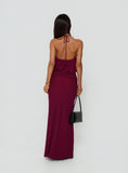 Casperina Ruched Halter Maxi Dress Berry