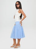 Raelan Tiered Midi Skirt Blue Stripe
