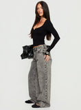 Serenitia Mid Rise Relaxed Jeans Washed Grey