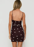 Edesia Ruched Mini Dress Chocolate Polka Dot
