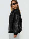 Goldsmith Faux Leather Bomber Jacket Black