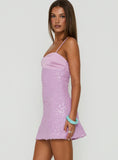 Alishia Satin Sequin Mini Dress Lilac
