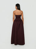 Soft Bloom Drop Waist Strapless Maxi Dress Chocolate