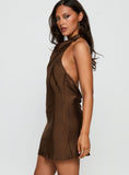 A-list Halter Cowl Neck Mini Dress Chocolate