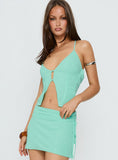 Kosmas Button Up Cami Top Turquoise