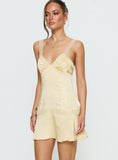 Sybelle Lace Drop Waist Mini Dress Yellow