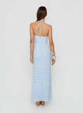Liskaia Textured Halter Maxi Dress Blue