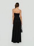 Diannah Lace Corset Strapless Maxi Dress Black