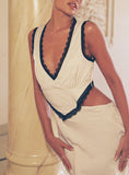 Keila Lace Trim Maxi Dress Cream / Black