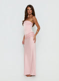 Sura Strapless Lace Detail Maxi Dress Pink